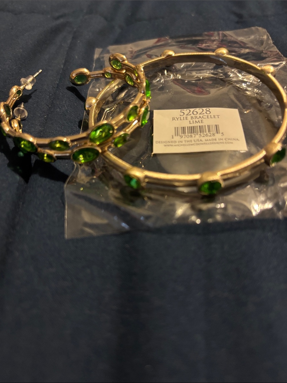 Rylee Bracelet Set with Lime Green Stones-Michelle McDowell
